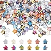 CRAFTYMELODY 300Pcs Electroplated Glass Beads Colorful Star Beads 8x4mm Spacer Bead Shine Five-Pointed Star Loose Bead Bulk for Bracelets Necklace Earrings Jewelry Making DIY Craft Supplies