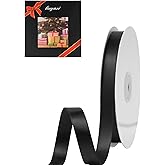 LIUYAXI Black Satin Ribbon, Double Faced 1/2" X Continuous 25 Yards Ribbons Perfect for Gift Wrapping Bows Bouquet Wedding Craft and More