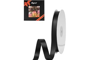 LIUYAXI Black Double Face Satin Ribbon 1/2" X 50 Yards, Ribbons Perfect for Crafts, Gift Wrapping, Bow Making and More