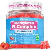 90 Count | Methylated Vitamin B Complex Gummies For Women &amp; Men Sugar Free | Full B Vitamins with Magnesium, L-Theanine, Ashwagandha for Energy, Brain, Nerve, Immunity, M♡♡d &amp; Str♡ss, Strawberry Flavor