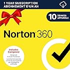 Norton 360, 2026 Ready, Antivirus software for 10 Devices, 1-Year Subscription - Includes VPN, Password Manager and PC Cloud 