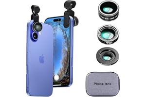 BNIFI Phone Camera Lens Kit Wide Angle 0.6X Macro 20X Fisheye 198° for Most Smartphones