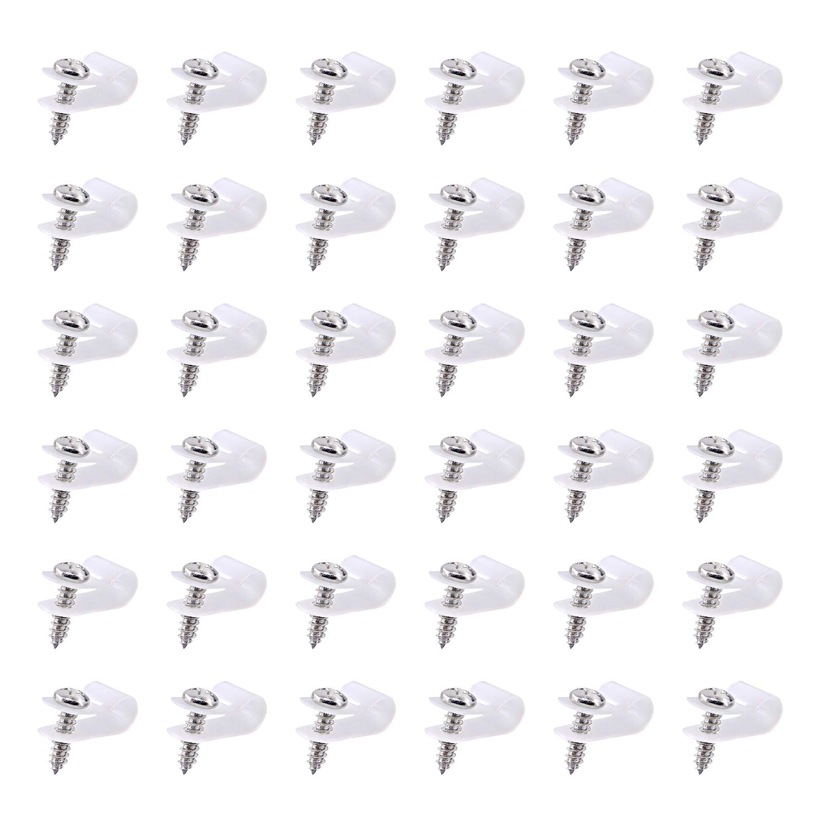 Swpeet 60 Pack White 1/4" Nylon Plastic R-Type Cable Clips Clamp Kit, Nylon Screw Mounting Cord Fastener Clips with 60 Pack Screws for Wire Management