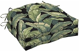 ARDEN SELECTIONS Arden Indoor/Outdoor Rocking Chair Or Wicker Chair Cushion, 2-Pack, 20 x 18, Water Repellent, Rain Proof, Fade Resistant Cushion for Rocking Or Rounded Back Chair Onyx Cebu