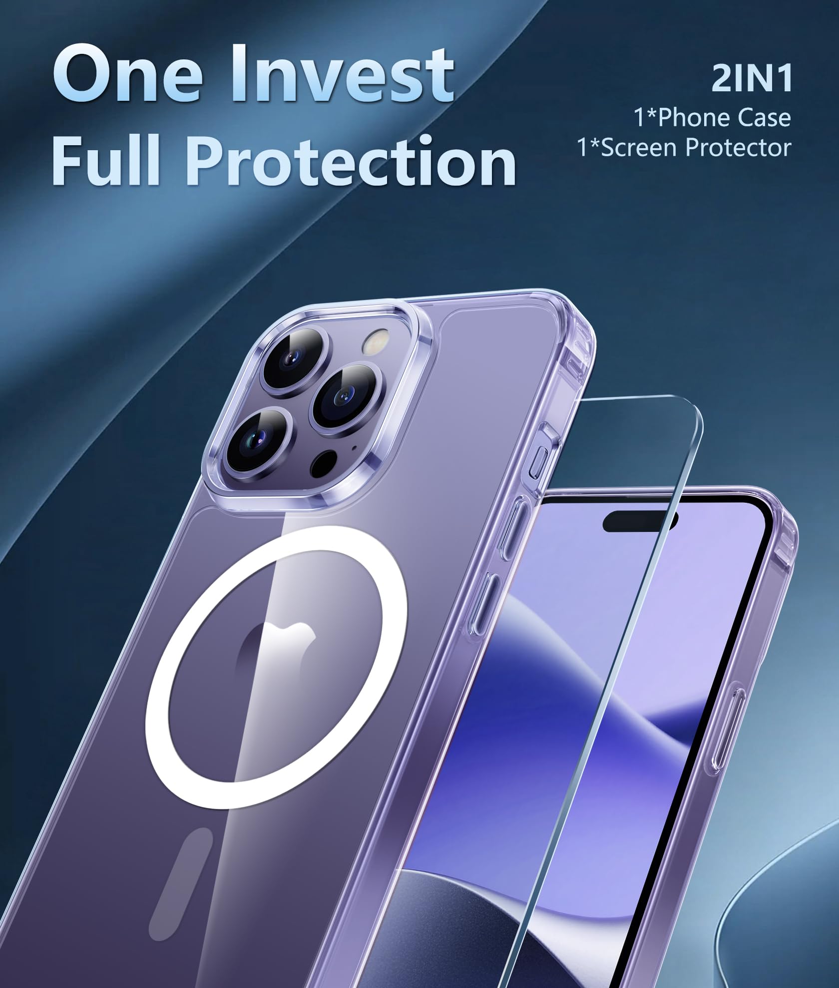 FNTCASE for iPhone 14 Pro Case: for iPhone 13 Pro Case Clear Magnetic Drop Protective Slim Cases | Shatterproof Rugged Hard Crystal TPU Cover & Transparent Shockproof Thin Phonecase (A-Clear)