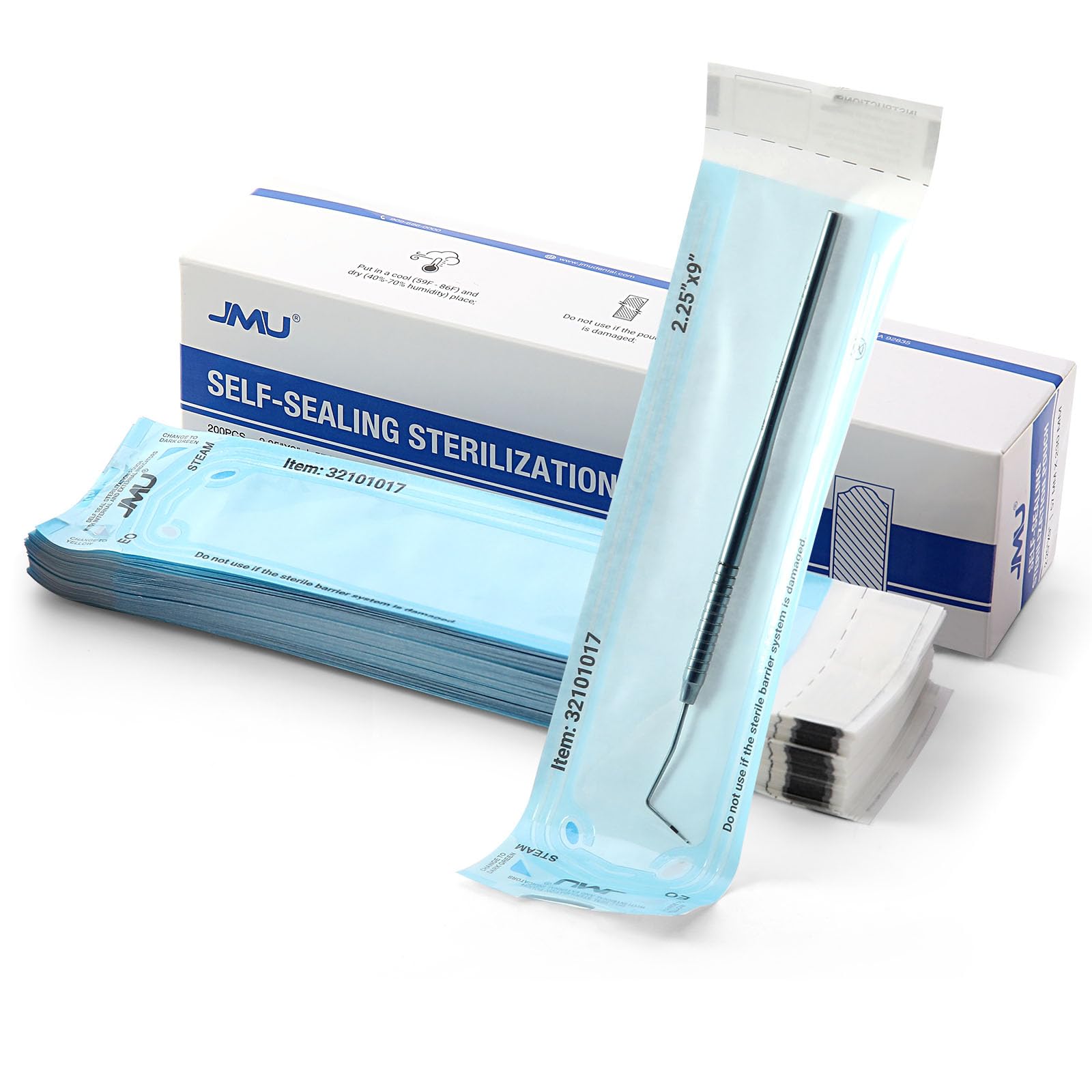 Photo 1 of JMU Self Seal Sterilization Pouches 2.25" x 9", Sterilization Bags 200 per Box