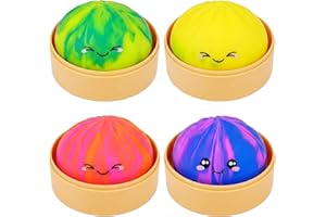 4PCS Glitter Dumpling Squishy, 2026 Upgrade Dumpling Squishy Mystery Box, Colorful Dumplings Stress Balls Fidget Sensory Toy,