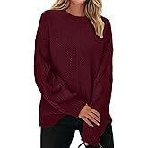 PRETTYGARDEN Womens Sweaters Fall 2025 Long Sleeve Crew Neck Cable Knit Oversized Sweater Top Casual Pullover Trendy Outfits
