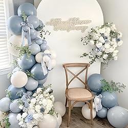 RUBFAC 129pcs Dusty Blue Balloons Different Sizes