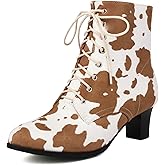 Uniquelly Women Vintage Victorian Boots Kitten Heel Lace Up Ankle Boots 70s Witch Granny Booties Side Zipper Round Toe Victorian Shoes