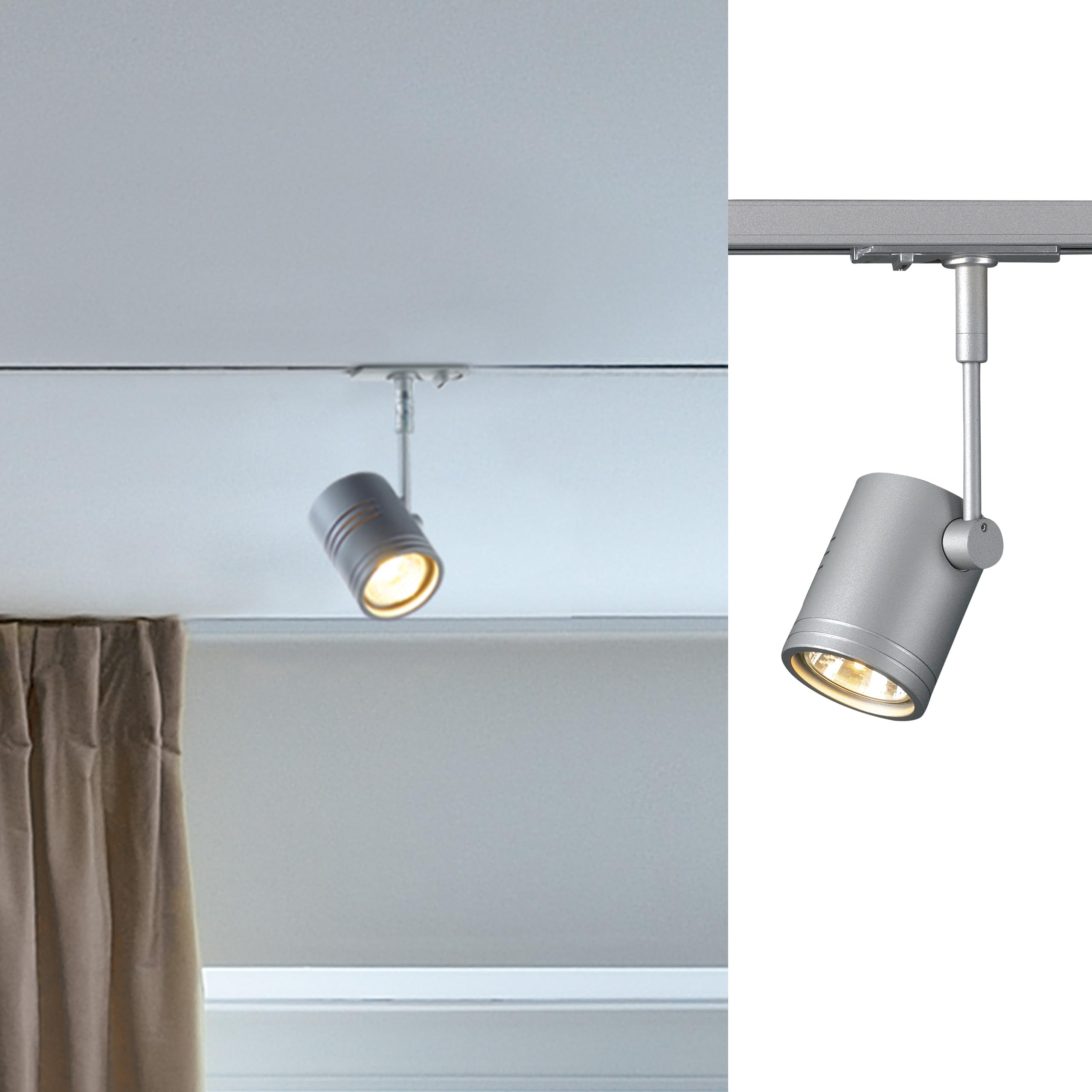 SLV 1-Phase System BIMA 1 Light/Spotlight, LED spot, Ceiling spot, Ceiling Light, Track System, Interior Lighting / GU10 50W Grey — image 1