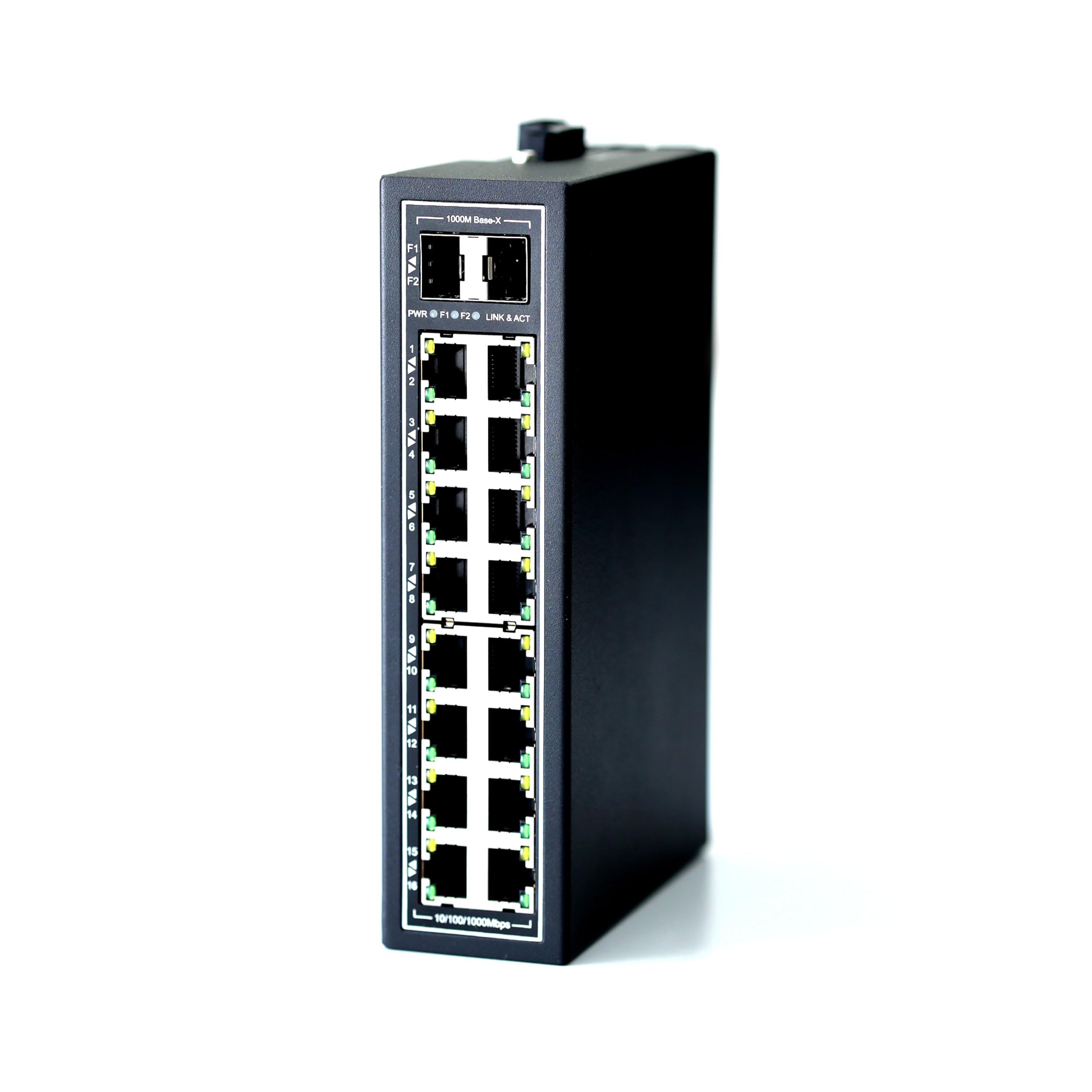 WIWAV WDH-16GT2GF-DC 10/100/1000Mbps Gigabit Unmanaged 18-Port Industrial Ethernet Switches with DIN Rail/Wall-Mount (Fanless,-30℃~75℃)