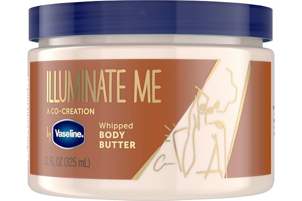 Vaseline Illuminate Me Shea Butter Whipped Body Butter for Melanin Rich Skin Provides 24 Hour Moisturization for Dry Skin 325