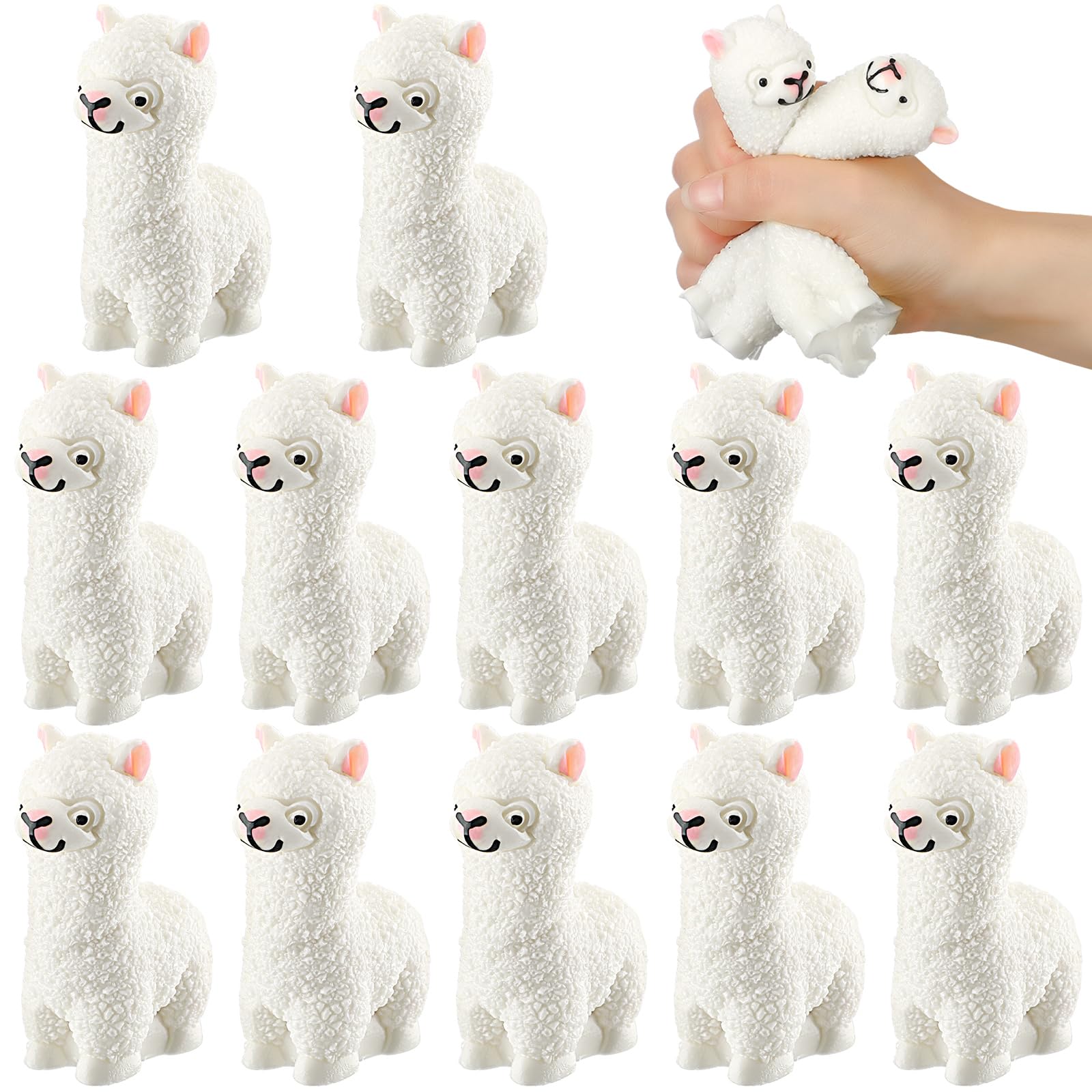 Photo 1 of Meooeck 12 Pcs Alpaca Stress Relief Toys Stress Balls for Adults Mini Llama Squeeze Cute and Fun Animal Fidget Toys Alpaca Party Favors for Office Christmas Stocking Stuffer Gift ADHD Autism Anxiety