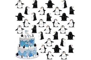 KQYSLXG 30 Pcs Mini Penguin Resin Figurines, Tiny Animals Miniature Ornaments for Home Decor, Cake Decoration, DIY Crafts