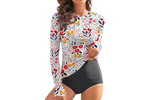 WOWENY Women's Rash Guard UPF 50+ Long Sleeve Swim Shirts Thumb Holes UV Sun Protection Bathing Suit Swimsuit No Bottoms&Bras