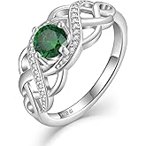 Lwsary Celtic Knot Ring 925 Sterling Silver Infinity Twisted Ring Statement Rings Birthstone Jewelry Gifts for Women Size 5-10