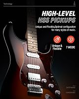 Donner DST-152S 39 inch Electric Guitar Kit HSS Coil Split Sunburst view 4