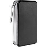 LIOVODE DVD Case, 96 Capacity CD Case Media Storage Holder Wallet Disc Collection Hard Plastic Booklet Organizer for Car (Bla