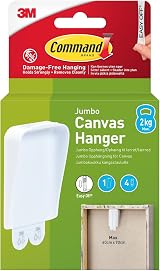 Command Jumbo Canvas Hanger Hook 1 Hook 4 Strips White Holds 2 kg