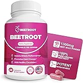 ZyliaVitaX Beet Root Capsules – 1300mg Organic Beet Root Powder, Non-GMO & Vegan Supplement for Energy, Endurance & Blood Flow Support – 60 Capsules