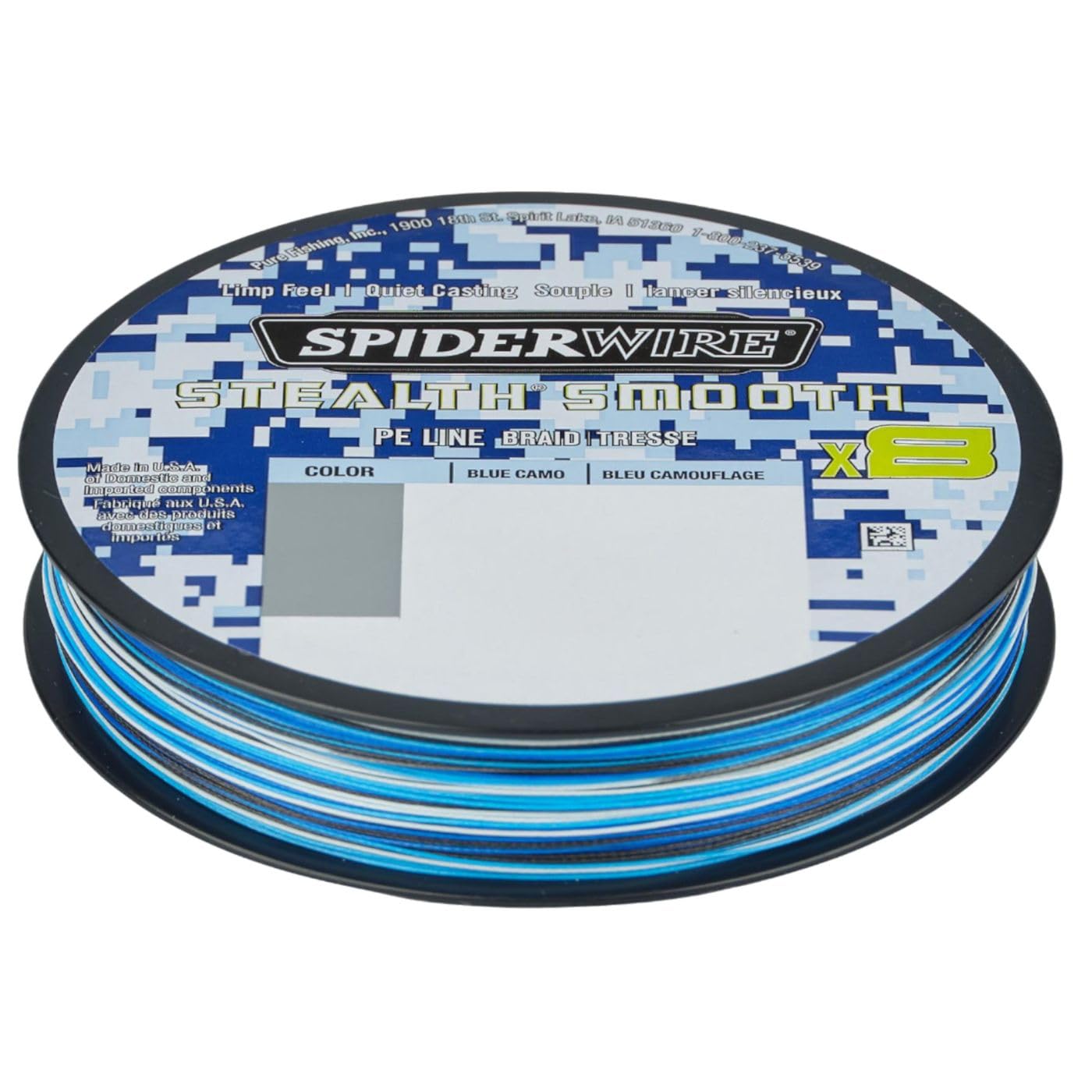 Spiderwire Stealth Smooth 8 New 2020 300m Blue Camo 8-Way Braided Cord with Micro Coating 0.06mm - 0.39mm 5.4kg - 46.3kg (300, 0.29mm - 26.4kg)
