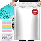 SHXWELL 5 Gallon Mylar Bags with Oxygen Absorbers 2500cc and Labels- 17"x27" Extra Thick 6 Mil Each Side - Zipper Resealable 