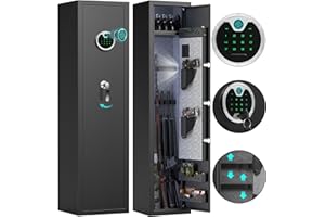 3-5 Fireproof Gun Safes for Home - Heavy Duty Anti-Theft Long Gun Safe for Rifles and Shotguns, Pistol Bag and Removable Shel