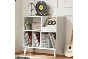 LELELINKY Large Record Player Stand, Turntable Stand with Storage, Vinyl Record Holder with Display Area, Record Player Table