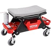 VEVOR Mechanic Stool 300 LBS Capacity Garage Stool Gift for Men, Heavy Duty Rolling Mechanics Seat, with Three Slide Out Tool Trays and Drawer, Tools for Automotive Auto Repair