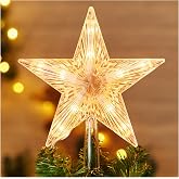 Christmas Tree Topper Lighted Star with Built-in 10 Replaceable Bulbs, 9.5&rdquo; Clear Five-Pointed Star Tree Topper Plug in for Indoor Office Xmas New Year Holiday Tree Decoration, Warm White