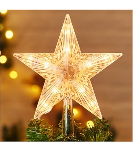 Kurt Adler H9100 Stella Per Albero Di Natale 20cm – Punta Albero Con Glitter Oro E Design A 5 Punte – Decorazione Natalizia Classica