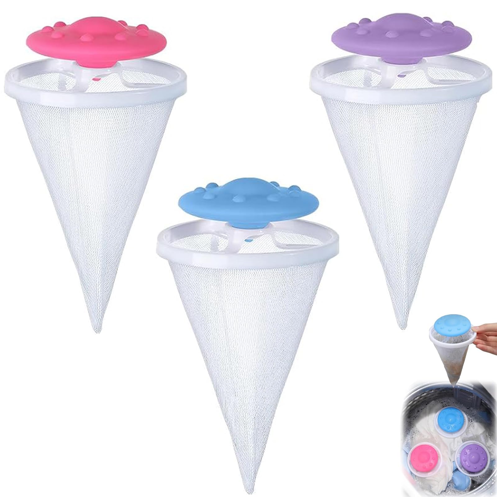 Photo 1 of 3 Pcs Pet Hair Remover for Laundry, 2025 Floating Hair Filtering Mesh Removal, Floating pet Hair Remover for Washing Machine, Hair Filter Cleaning Mesh Bag Dog Cat Hair