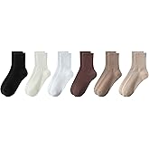 VWU Women Men Crew Socks Cotton Dress Socks Ankle Neutral Casual Gilr Boy Solid Color Crew Socks SIze 5-12