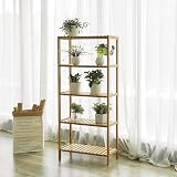 SONGMICS Bamboo 5-Tier Adjustable Storage Shelf 132 cm Natural view 5