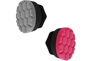 Suvnie 2 PCS Tire Hex Logic Dressing Applicator, Round Shape Car Polishing Foam Applicator Pad, Reusable Auto Wheel Tire Shine Detailing Sponge for Waxing, Buffing, Coating (Black+Red, Small Embossed)