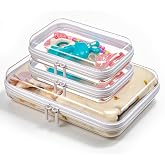Imakmasion Diaper Bag Organizer Pouches, Clear Hard Shell, 3 Pack 1L 2S | See-through hard shell holds its shape; sorts wipes, pacifiers, snacks, makeup, cords &amp; toiletries; TSA-friendly, stackable