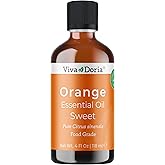 Viva Doria Orange Essential Oil, 100% Pure, Natural, Sweet Orange Essential Oil, Undiluted, for Aromatherapy | Food Grade, 118 mL (4 Fluid Ounce)