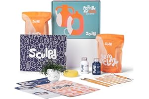 Sculpd Pottery Kit - Complete Air Dry Clay Kit for Adults includes Sculpting Tools, Varnish, Paint Brushes, Guides, Arts & Cr