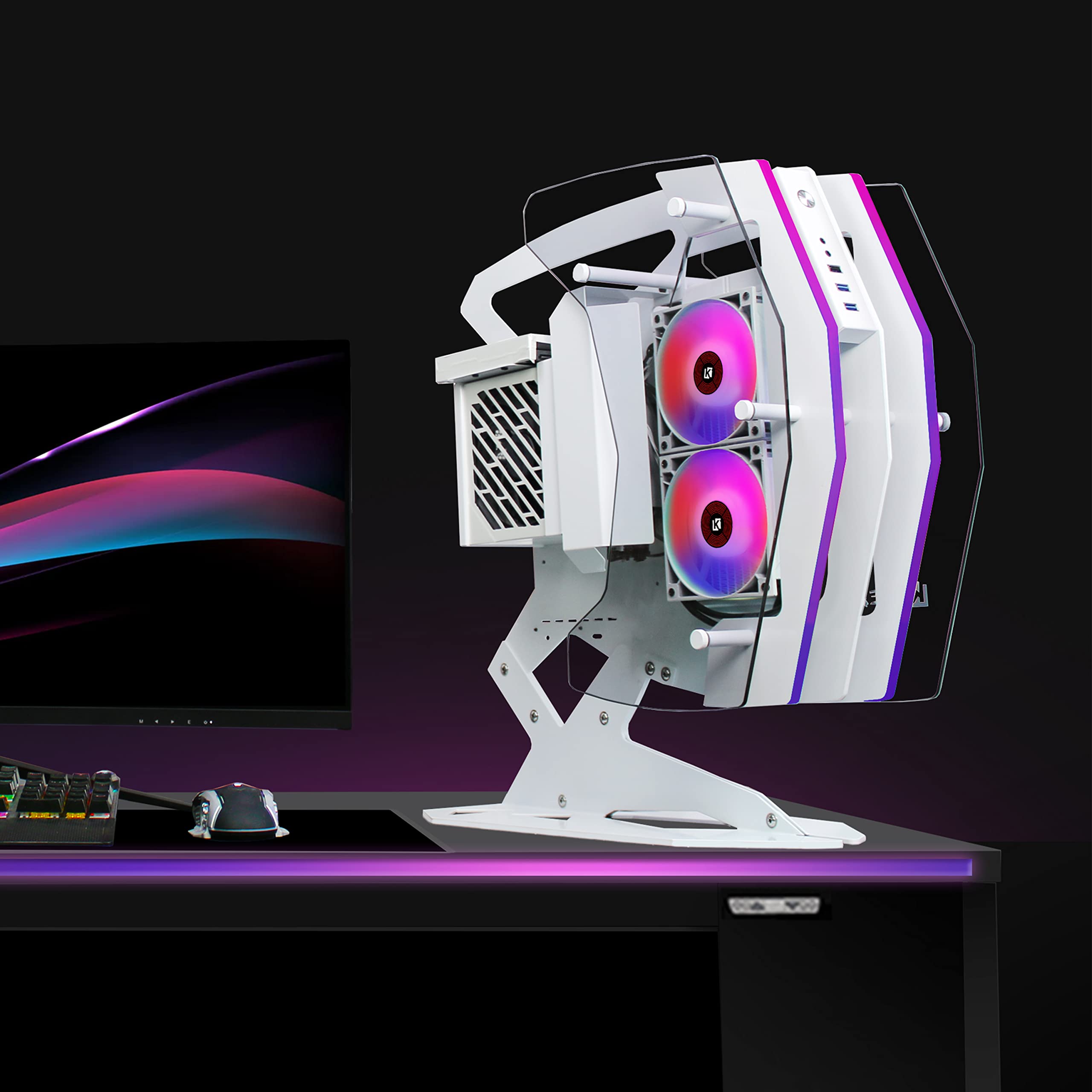 KEDIERS Innovative PC Case - ATX Tower Tempered Glass Gaming Computer Case with 2 ARGB Light Boards