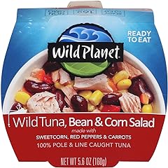 Wild Planet Ready-To-Eat Wild Tuna, Bean & Corn Salad, 5.6 Oz, Pack of 1 | Red Bean & Corn Salad with Organic Sweetcorn, Red 
