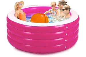Biange Blow Up Pool, 72" X 30" Deep Round Inflatable Swimming Adult Pool, Backyard Inflatable Pool for Kids Swimming, Pink