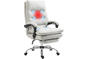 Vinsetto Executive Office Chair with 6-Point Vibration Massage and Heating, Reclining Microfibre Computer Desk Chair with Dou