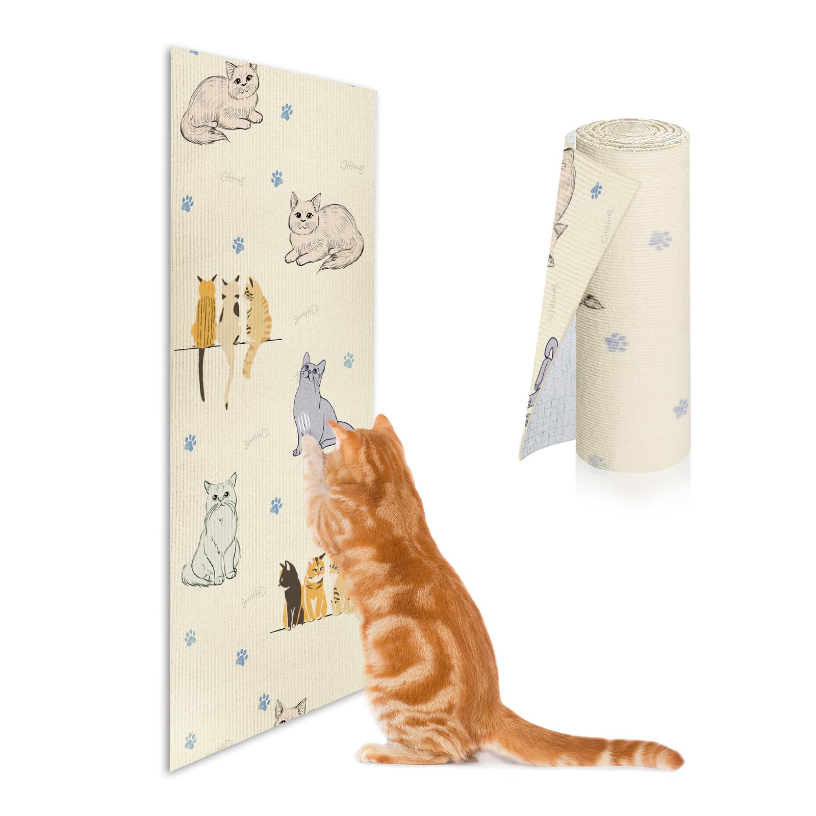 Photo 1 of Eunice Cat Scratching Mat 78.7"x15.5", Self-Adhesive Cat Scratch Pad,Trimmable Replacement Cat Climbing Wall,DIY Furniture Protector from Claws Scratching?Khaki?