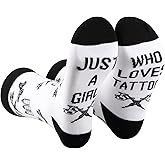 PXTIDY 2 Pairs Tattoo Print Gift Socks - Tattoo Ideas Shop