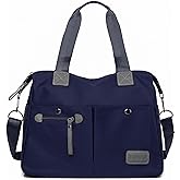 Tote Bag for Women,Multi Pockets Shoulder Handbag,Nurse Bag for Work,Large Cross body Purse,Fashion Nylon Top Handle Satchel