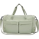 Travel Duffle Bag, Gym Bag for Women with Shoes Compartment, Weekender Overnight Duffel Bag with Wet Pocket for Traveling, Sport, Vacation (Green)
