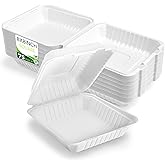 BIRCHIO 75 Pack 8”x8” Take Out Containers with Lids, EXTRA Sturdy To Go Food Containers, 100% Compostable Clamshell Take Out Containers, To Go Boxes for Food