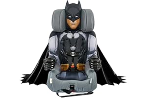DC Comics Batman (Black) 2-in-1 Car Seat by KidsEmbrace | Forward-Facing Harness (26.5–65 lbs) & Booster Mode (40–100 lbs) | Latch | Premium Fit with Multi-Position Headrest, Harness & Recline