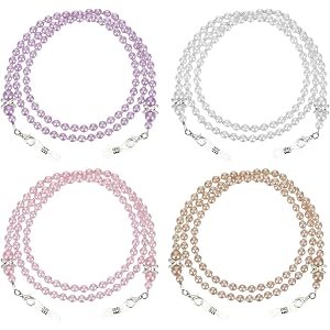 cobee 4 Pcs Pearl Glasses Chain for Women, Beaded Eyeglass Chains | Stylish Sunglasses Holder Strap Elegant Eyewear Necklace